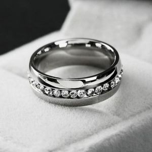 Size 7 Titanium eternity ring with channel set zirconia stones womens New
